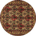 Round Machine Washable Persian Brown Traditional Rug, wshtr2320brn