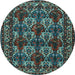 Round Persian Light Blue Traditional Rug, tr2320lblu