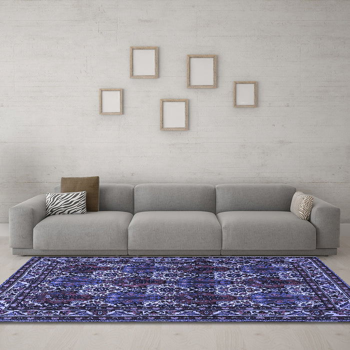 Machine Washable Persian Blue Traditional Rug in a Living Room, wshtr2320blu