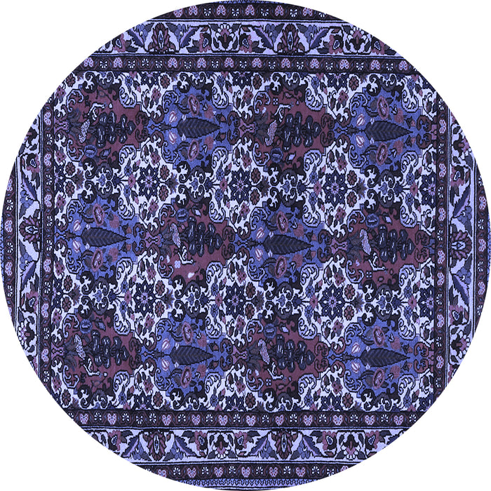 Round Machine Washable Persian Blue Traditional Rug, wshtr2320blu