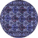 Round Machine Washable Persian Blue Traditional Rug, wshtr2320blu