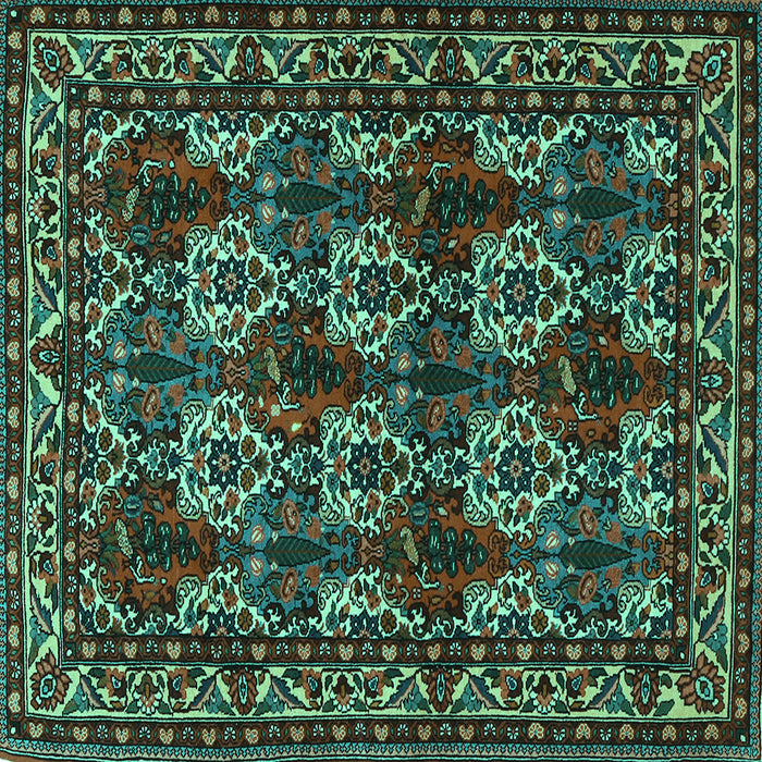 Square Machine Washable Persian Turquoise Traditional Area Rugs, wshtr2320turq