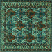 Square Machine Washable Persian Turquoise Traditional Area Rugs, wshtr2320turq