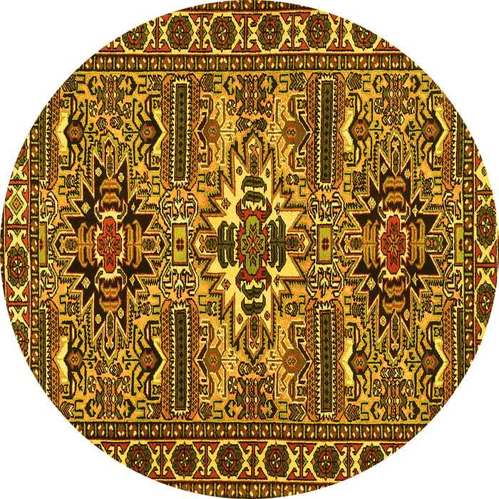 Round Persian Yellow Traditional Rug, tr2321yw
