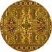 Round Persian Yellow Traditional Rug, tr2321yw