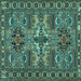 Square Machine Washable Persian Turquoise Traditional Area Rugs, wshtr2321turq