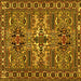 Square Machine Washable Persian Yellow Traditional Rug, wshtr2321yw