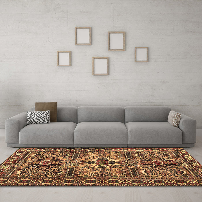 Machine Washable Persian Brown Traditional Rug in a Living Room,, wshtr2321brn