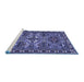 Sideview of Machine Washable Persian Blue Traditional Rug, wshtr2321blu