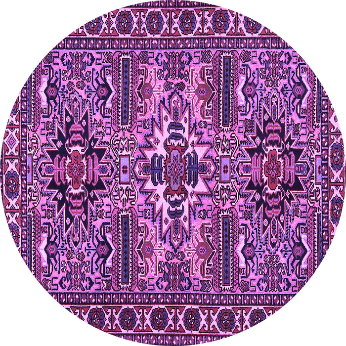 Round Machine Washable Persian Purple Traditional Area Rugs, wshtr2321pur