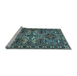 Sideview of Machine Washable Persian Light Blue Traditional Rug, wshtr2321lblu