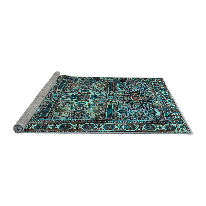 Sideview of Machine Washable Persian Light Blue Traditional Rug, wshtr2321lblu