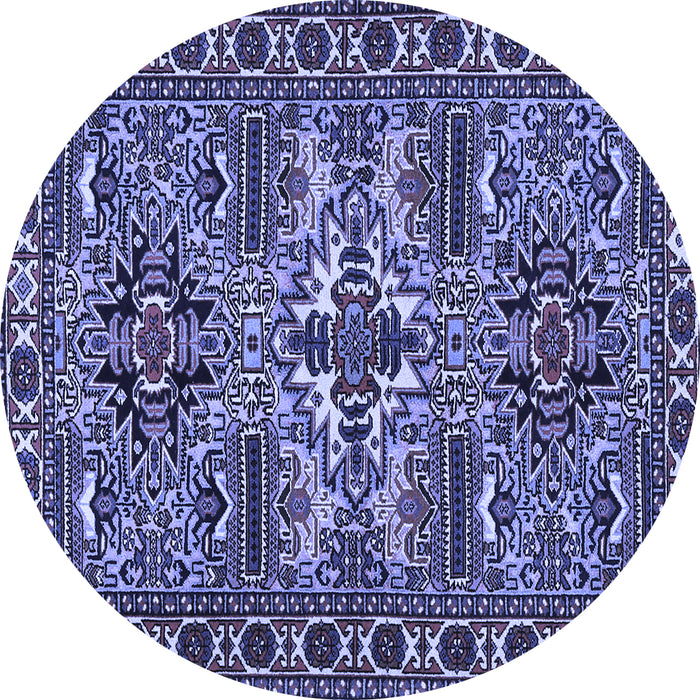 Round Machine Washable Persian Blue Traditional Rug, wshtr2321blu