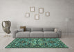 Machine Washable Persian Turquoise Traditional Area Rugs in a Living Room,, wshtr2321turq