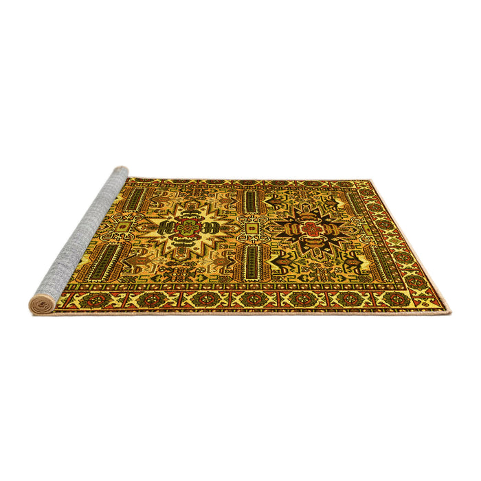 Sideview of Machine Washable Persian Yellow Traditional Rug, wshtr2321yw