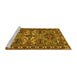 Sideview of Machine Washable Persian Yellow Traditional Rug, wshtr2321yw