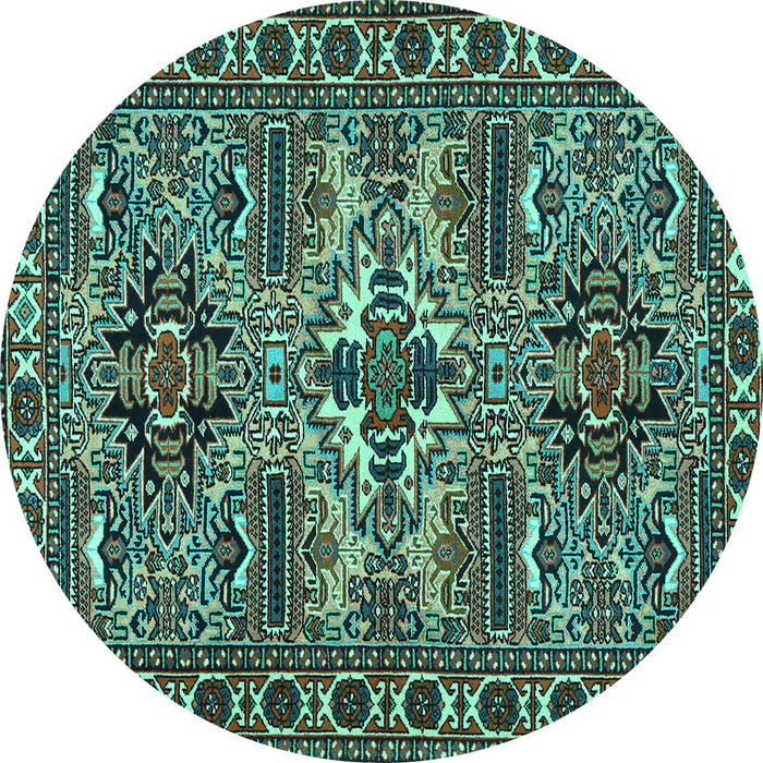 Round Persian Turquoise Traditional Rug, tr2321turq
