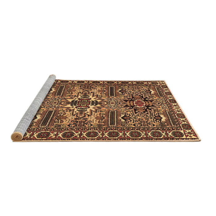 Sideview of Machine Washable Persian Brown Traditional Rug, wshtr2321brn