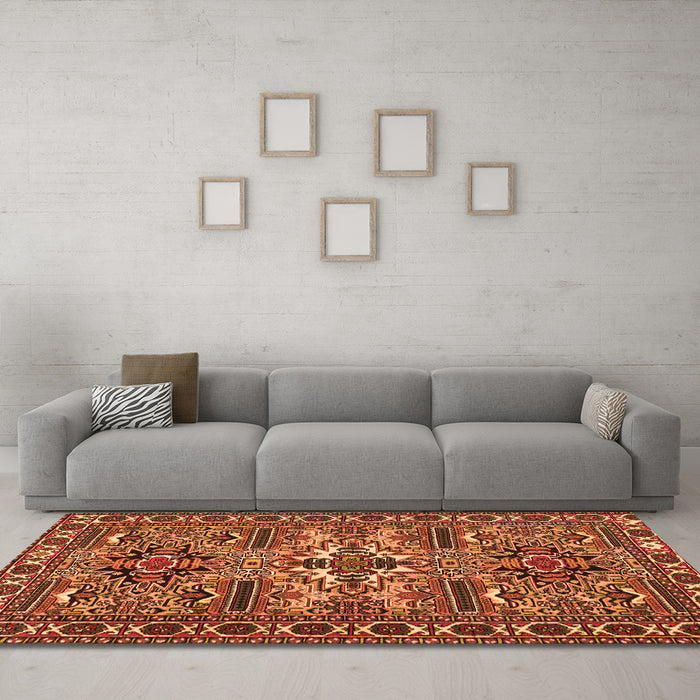 Machine Washable Persian Orange Traditional Area Rugs in a Living Room, wshtr2321org
