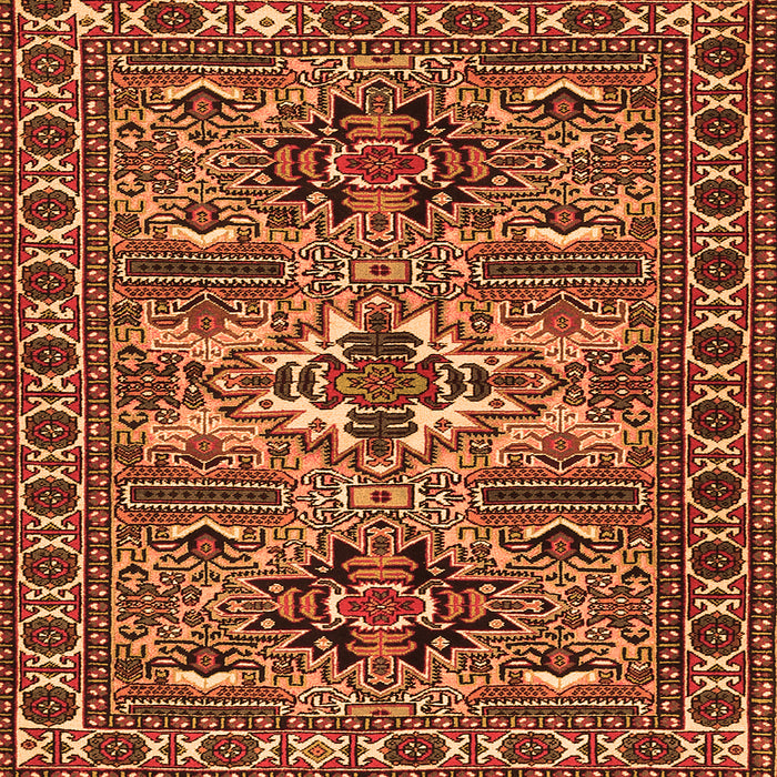 Round Machine Washable Persian Orange Traditional Area Rugs, wshtr2321org
