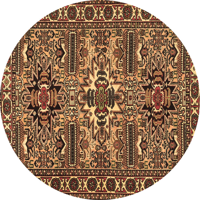 Round Persian Brown Traditional Rug, tr2321brn