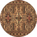 Round Persian Brown Traditional Rug, tr2321brn
