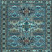 Square Machine Washable Persian Light Blue Traditional Rug, wshtr2321lblu