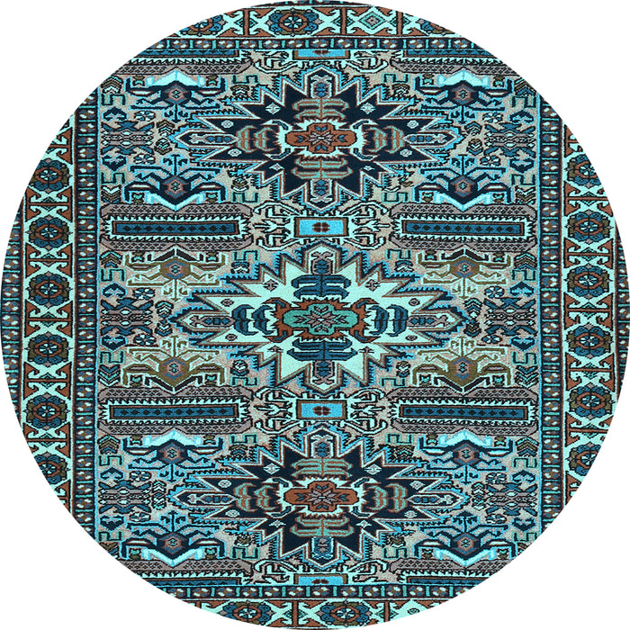 Round Machine Washable Persian Light Blue Traditional Rug, wshtr2321lblu