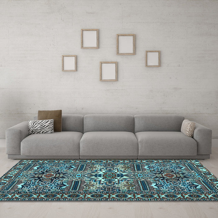Machine Washable Persian Light Blue Traditional Rug in a Living Room, wshtr2321lblu