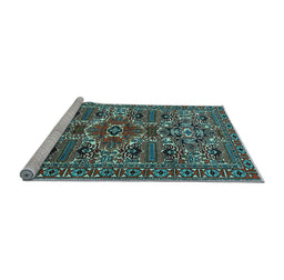 Sideview of Machine Washable Persian Light Blue Traditional Rug, wshtr2322lblu