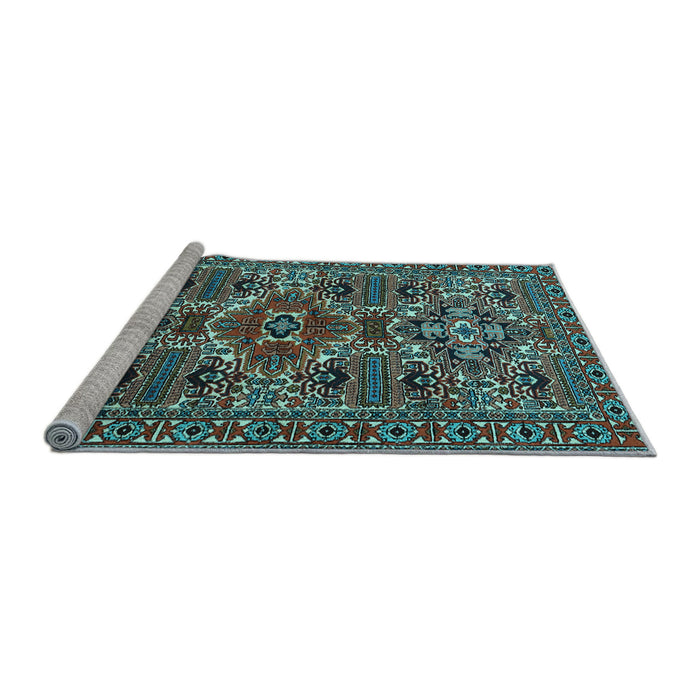 Sideview of Machine Washable Persian Light Blue Traditional Rug, wshtr2322lblu