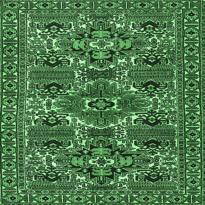 Square Machine Washable Persian Emerald Green Traditional Area Rugs, wshtr2322emgrn