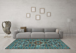 Machine Washable Persian Light Blue Traditional Rug in a Living Room, wshtr2322lblu