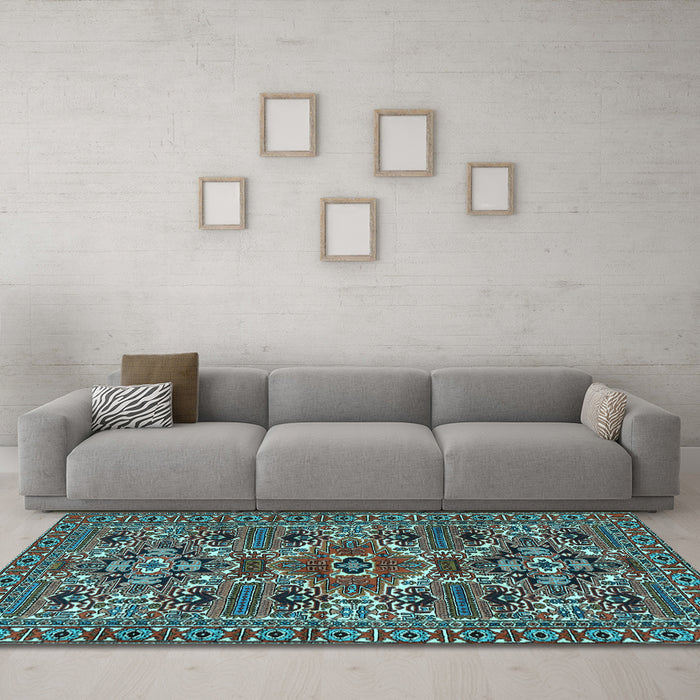 Machine Washable Persian Light Blue Traditional Rug in a Living Room, wshtr2322lblu