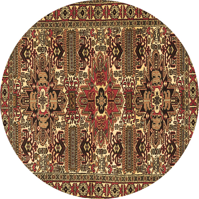 Round Persian Brown Traditional Rug, tr2322brn