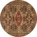 Round Machine Washable Persian Brown Traditional Rug, wshtr2322brn