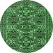 Round Persian Emerald Green Traditional Rug, tr2322emgrn