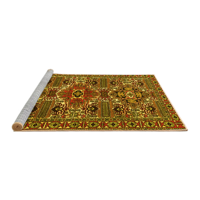 Sideview of Machine Washable Persian Yellow Traditional Rug, wshtr2322yw