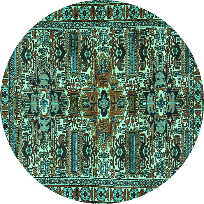 Round Persian Turquoise Traditional Rug, tr2322turq