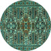 Round Persian Turquoise Traditional Rug, tr2322turq
