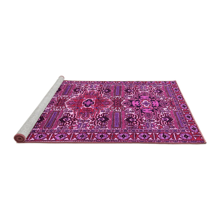 Sideview of Machine Washable Persian Pink Traditional Rug, wshtr2322pnk