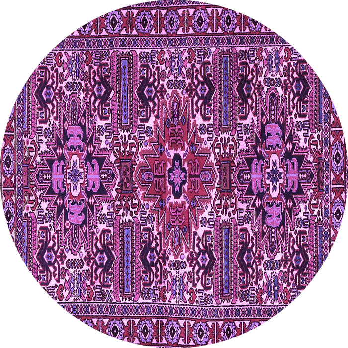 Round Machine Washable Persian Purple Traditional Area Rugs, wshtr2322pur