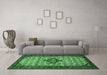 Machine Washable Persian Emerald Green Traditional Area Rugs in a Living Room,, wshtr2323emgrn