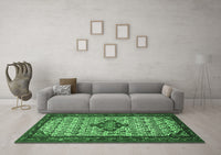 Machine Washable Persian Emerald Green Traditional Rug, wshtr2323emgrn