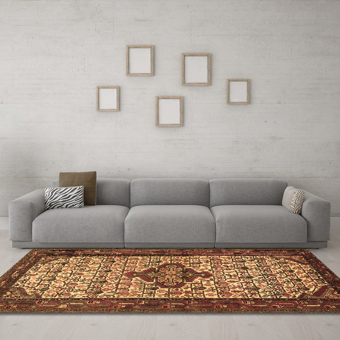 Machine Washable Persian Brown Traditional Rug in a Living Room,, wshtr2323brn