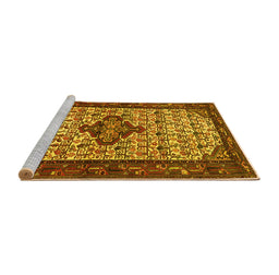 Sideview of Machine Washable Persian Yellow Traditional Rug, wshtr2323yw