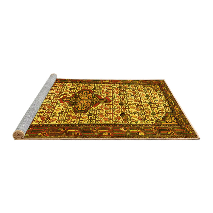 Sideview of Machine Washable Persian Yellow Traditional Rug, wshtr2323yw