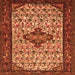 Round Machine Washable Persian Orange Traditional Area Rugs, wshtr2323org