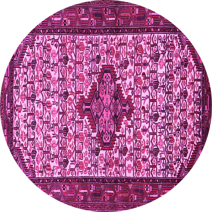 Round Machine Washable Persian Pink Traditional Rug, wshtr2323pnk