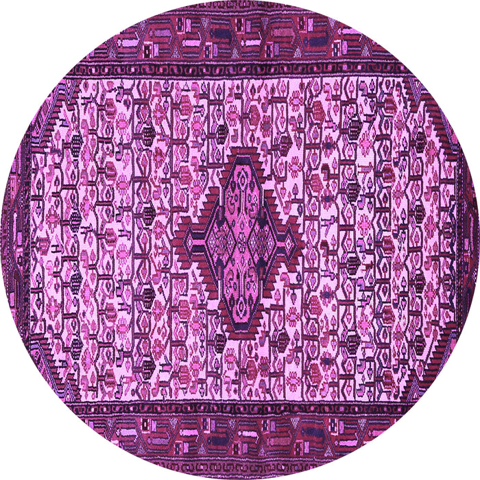 Round Machine Washable Persian Purple Traditional Area Rugs, wshtr2323pur